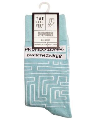 Two Left Feet Sock Co. Light Blue "Professional Overthinker" Socks